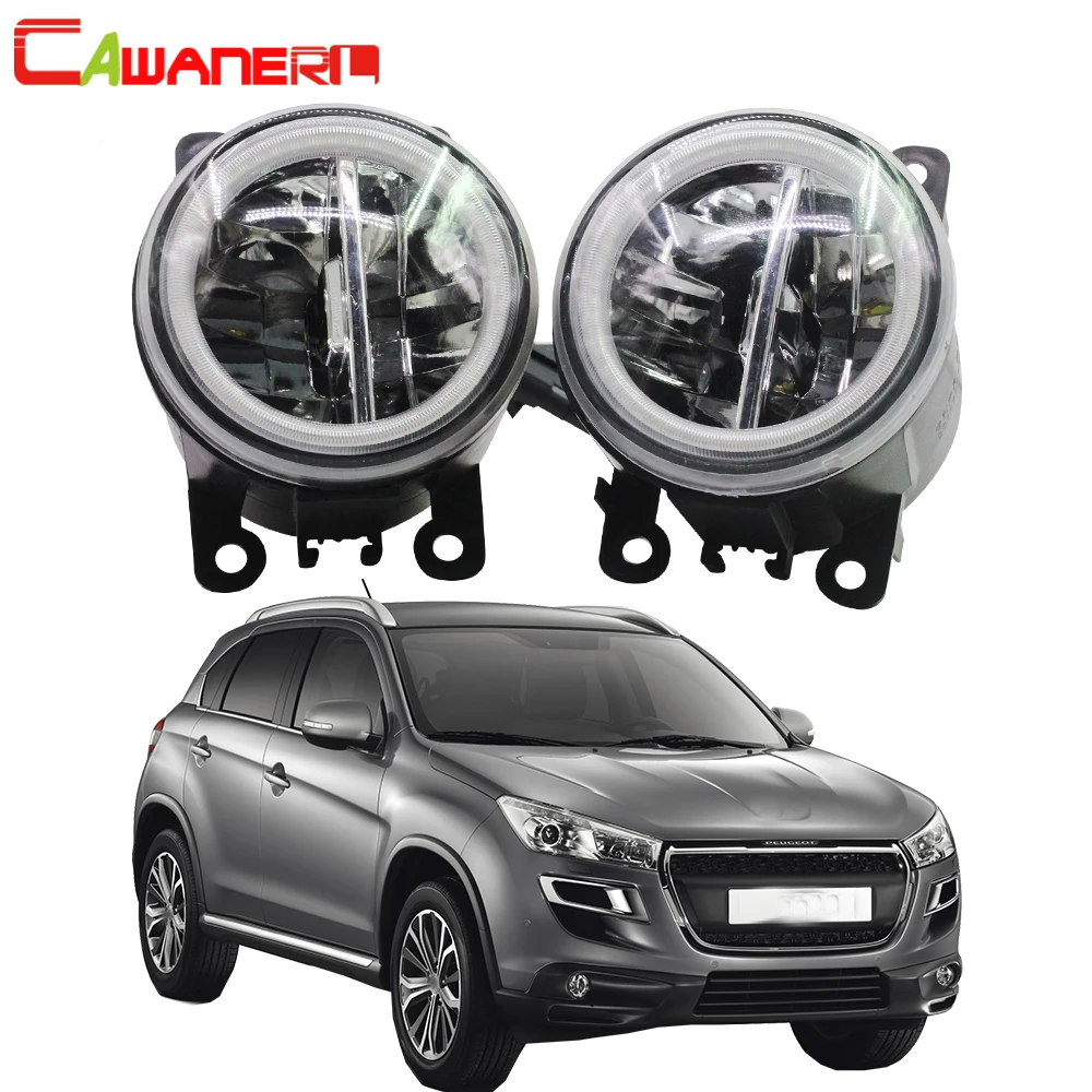 

Cawanerl Car Accessories 4000LM LED Bulb H11 Fog Light + Angel Eye Daytime Running Light DRL 12V For Peugeot 4008 2012-2017