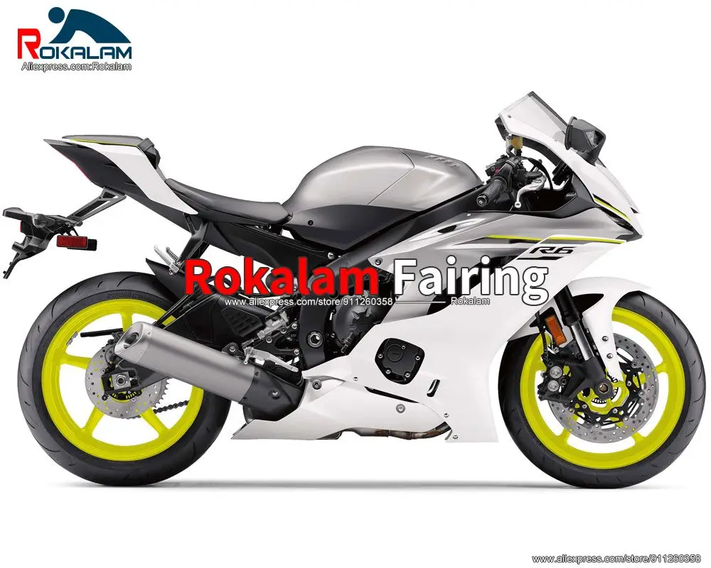 

Aftermarket Fairing For Yamaha YZF600 R6 2017 2018 2019 2020 YZFR6 17 18 19 20 White Motorbike Body Kit (Injection Molding)