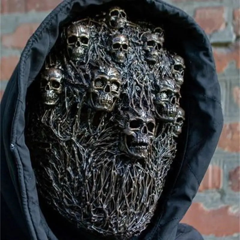 Halloween Face Cover Steam Realistic Creepy Skull Headgear Skull Punk Mask Haunted House Horror Cosplay Props Novelty Characters