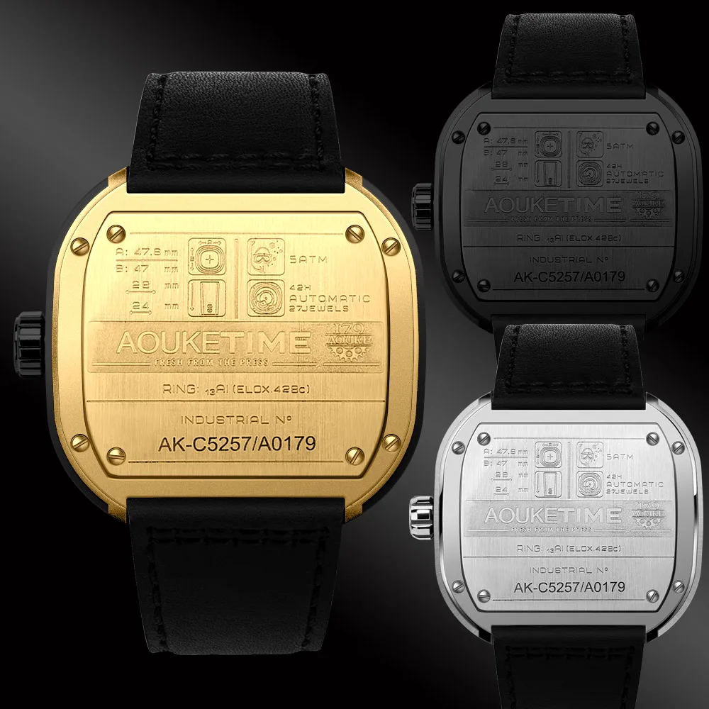 orologio da polso da uomo, orologi automatici da uomo AOUKE orologio da polso meccanico di moda da uomo di lusso cinturino in pelle relogio scheletrato impermeabile