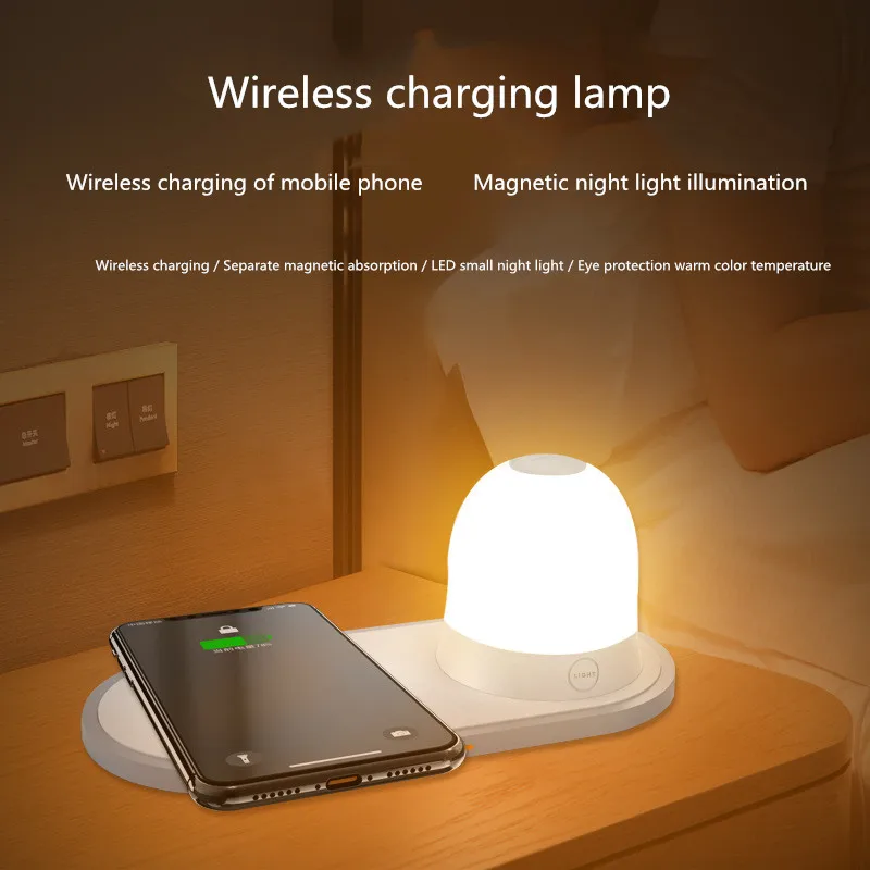 Wireless charger with wireless warm color night light function for iPhone11, airpods2 pro, huaweimate20,30, P30, pro, S8, S9