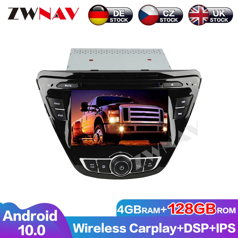 Excellent Performance DVD Player 4G+128G Android 10 Audio Navigation GPS For Hyundai Elantra 2014 Carplay Radio Multimedia