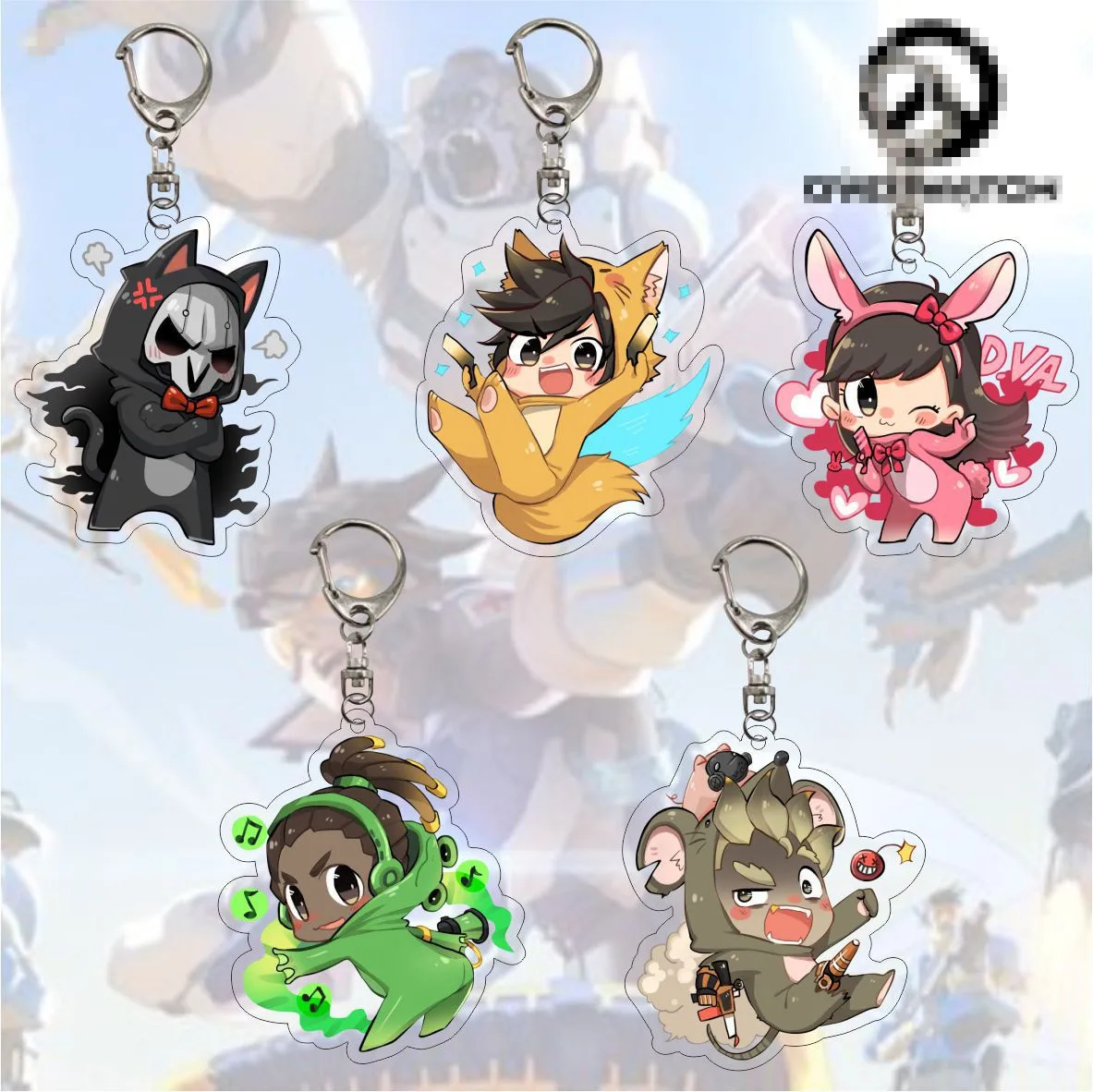 OW DVA Gabriel Reyes Reaper Lúcio JunkRat JAMISON FAWKES Cosplay Key Chains Keychain Acrylic Pendant Xmas Gift