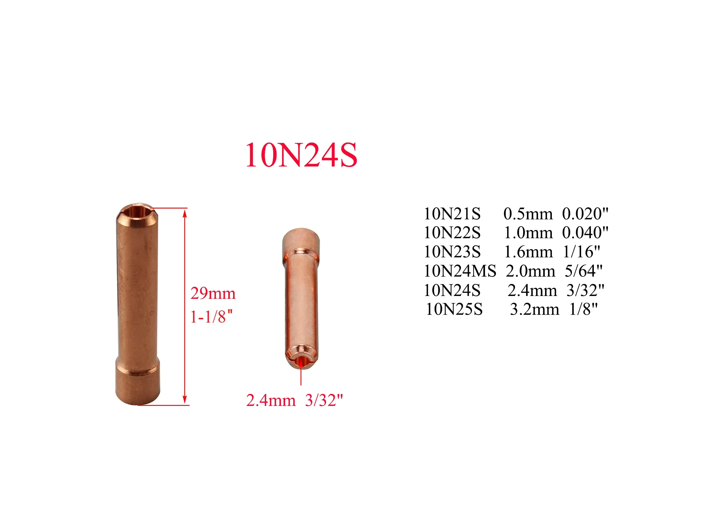 TIG Short Collets 0.5mm ( 1.0 1 1.6  2.0  2.4  3.2 Optional ) 5PCS Fit TIG Welding Torch SR PTA DB WP 17 18 26 Series