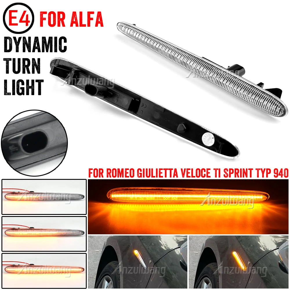 1Pair LED Dynamic Side Marker Light Arrow Turn Signal Blinker Lamp For Alfa Romeo Giulietta 940 Juliet Sprint Veloce 2010-2021