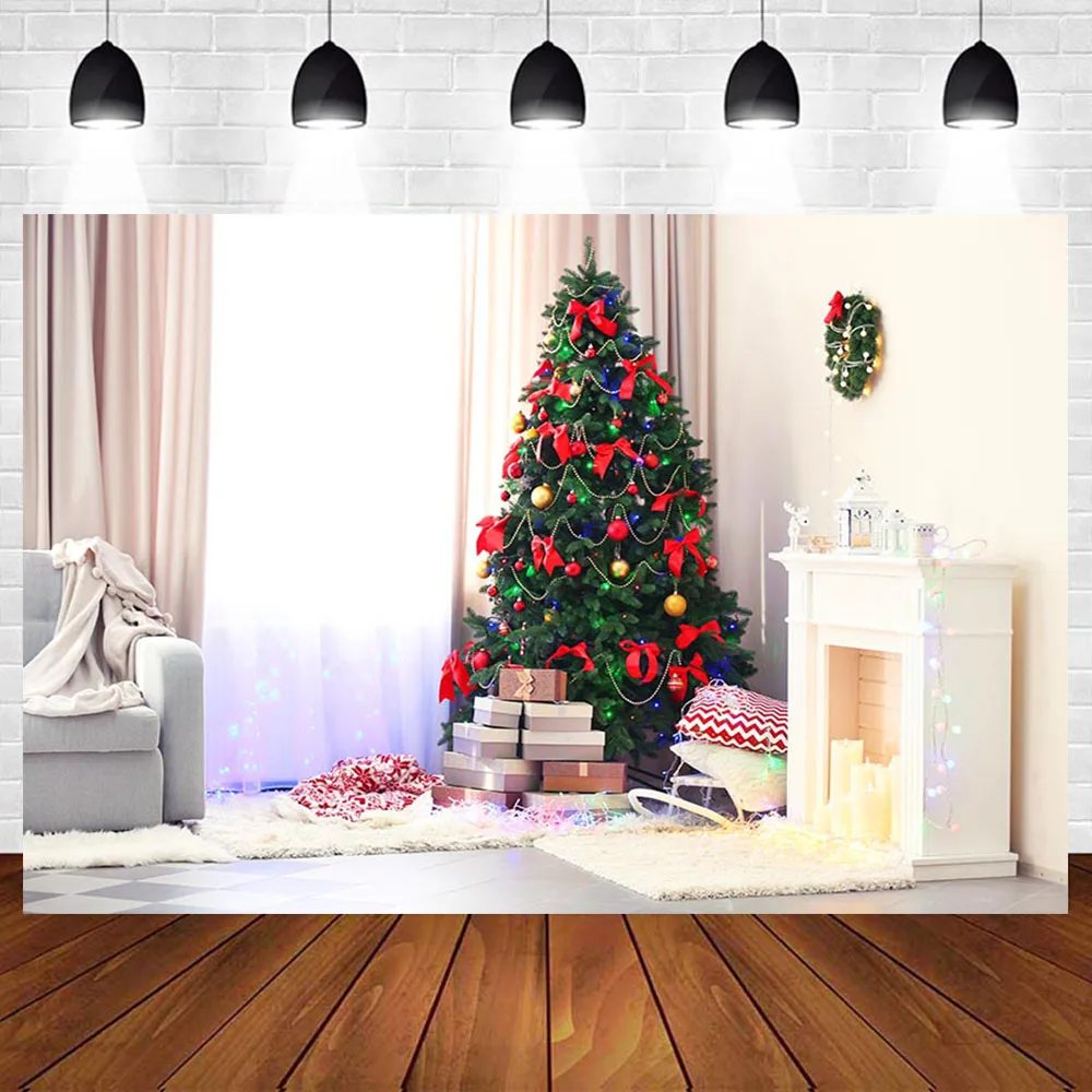 Photography Backdrops Pink Window indoor Candle Christmas Background Glitter Christmas Tree Children Baby Photo Studio Backdrop