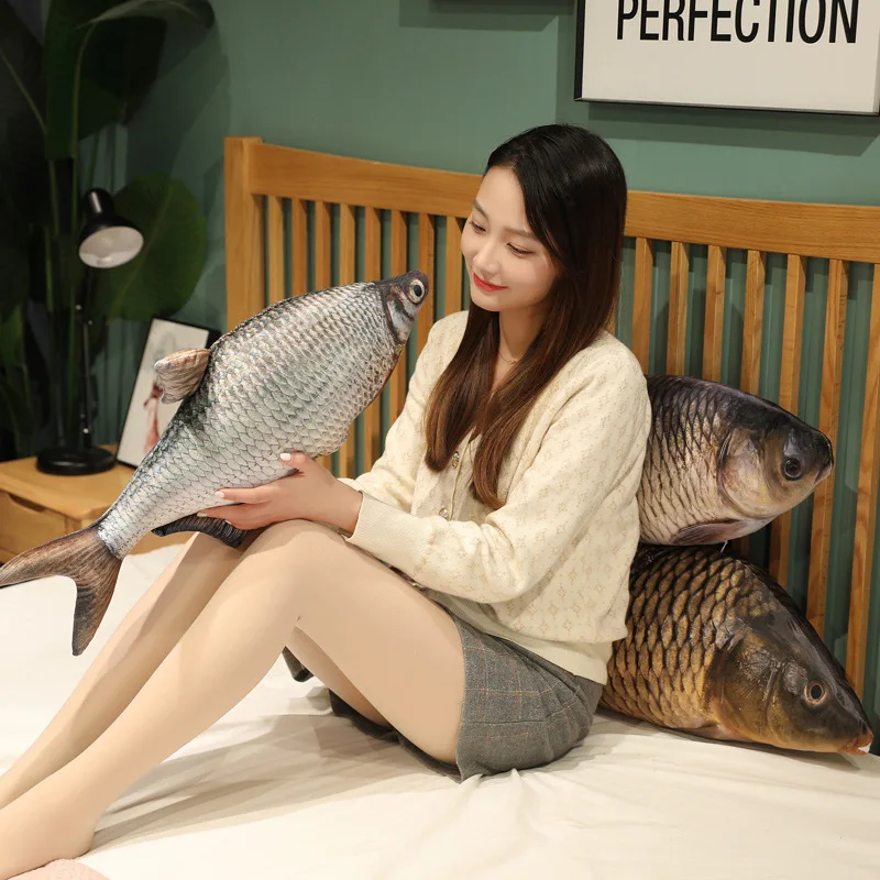 30-100 cm Simulation Lustige Fisch Plüsch Spielzeug Gefüllte Weiche Tier Karpfen Plüsch Kissen Kreative Schlaf Kissen für Kinder mädchen Weihnachten Geschenk – Detail 19