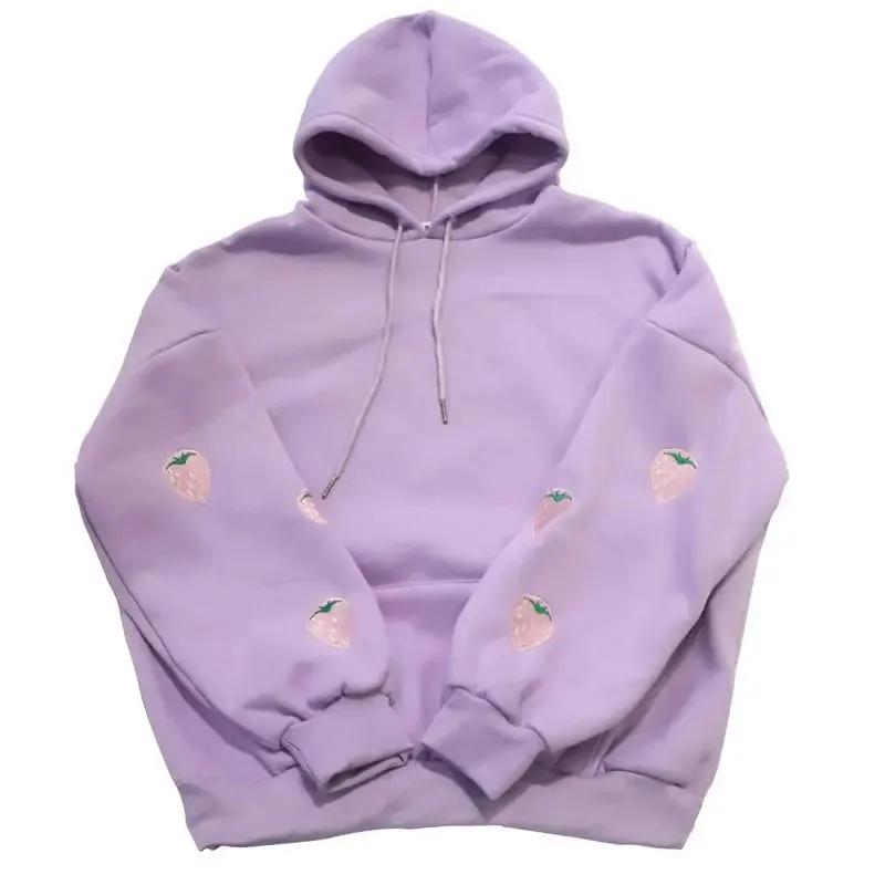 With Hat Hoodies Lovely Purple Chic Harajuku Cartoon Soft Daily Sweet Girls Sweatshirts Korean Popular Basic Autumn Femme Hoodie