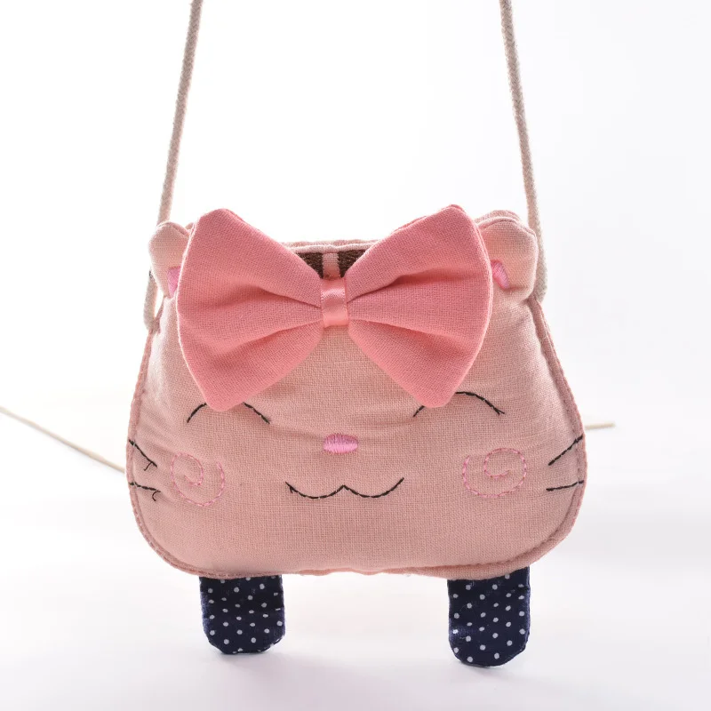 New hot sale cute cat messenger bag children coin purse fashion girls shoulder bag coin holder solid zipper beach bag pouch