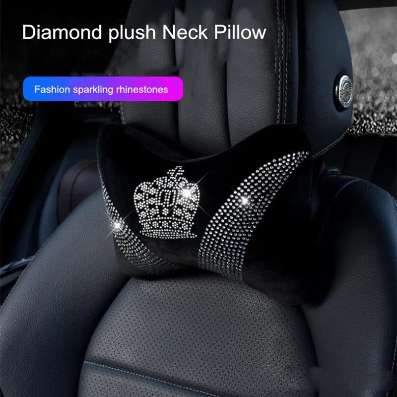 Car headrest neck pillow car pillow in-car pillow  camellia diagonal drill lady neck pillow car interior accessories