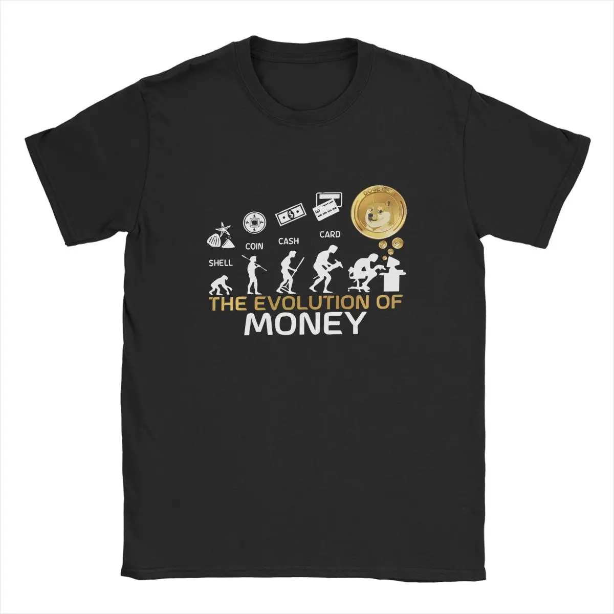 Men The Evolution Of Money Dogecoin Crypto T Shirt Bitcoin Cryptocurrency Blockchain Clothing Vintage Tee Shirt Gift T-Shirt