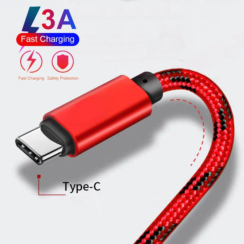 

3A USB C Cable For Samsung A32 A52 A72 A12 A42 5G Fast Charging Type-C USB Cable For OPPO A74 A94 A54 A52 A72 Reno 5 4 3 2 Z Pro