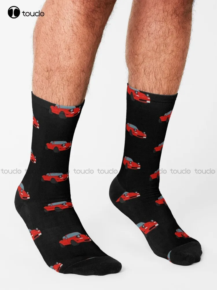 Maz Miata Mx5 1990  Vintage Car Red Socks Warm Socks Personalized Custom Unisex Adult Teen Youth Socks Halloween Christmas Gift