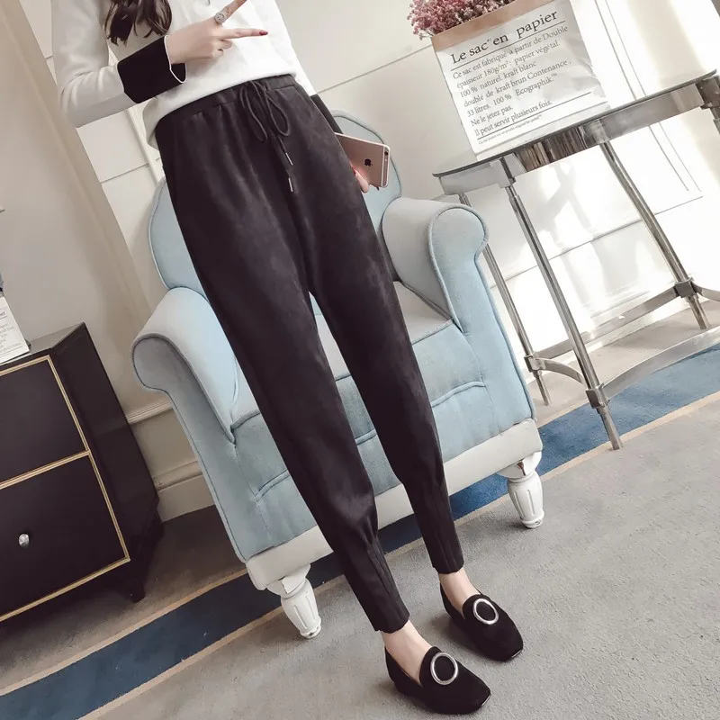 Loose and thin Winter models Plus velvet thickening Maternity wear Pregnant women's stomach lift pants