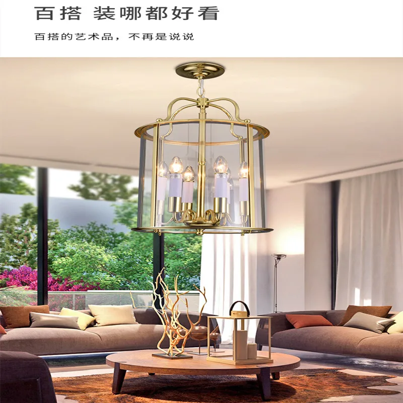 Vintage Pendant Light LED Lighting Fixture Restaurant Hanging Lights E14 AC85-265v Glass Pendant Lights Copper Lamp Body