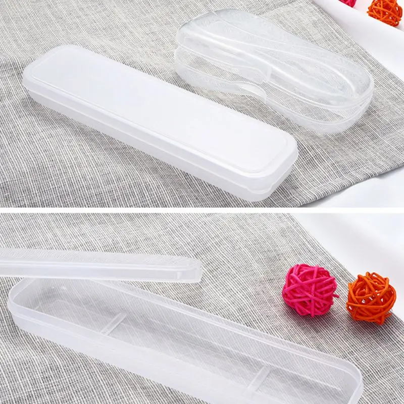 Portable Transparent Plastic Tableware Case Spoon Fork Storage Travel packaging storage box Dinnerware Kitchen Tableware