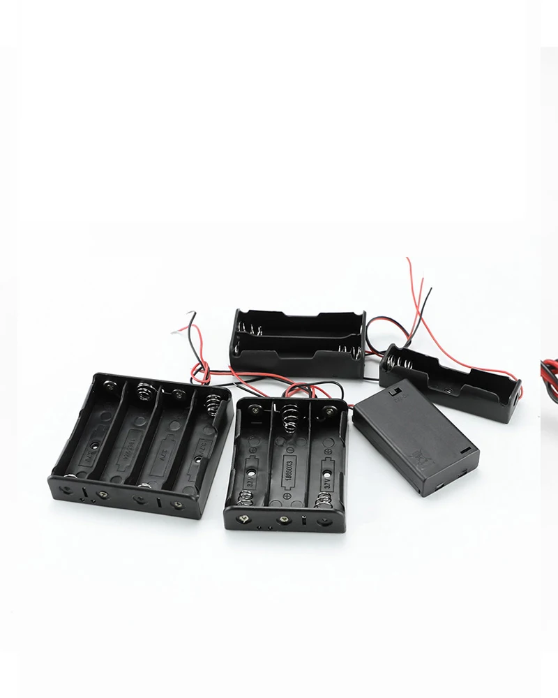 New Black Plastic 1x 2x 3x 4x 18650 Battery Storage Box Case 1 2 3 4 Slot Way DIY Batteries Clip Holder Container With Wire Lead
