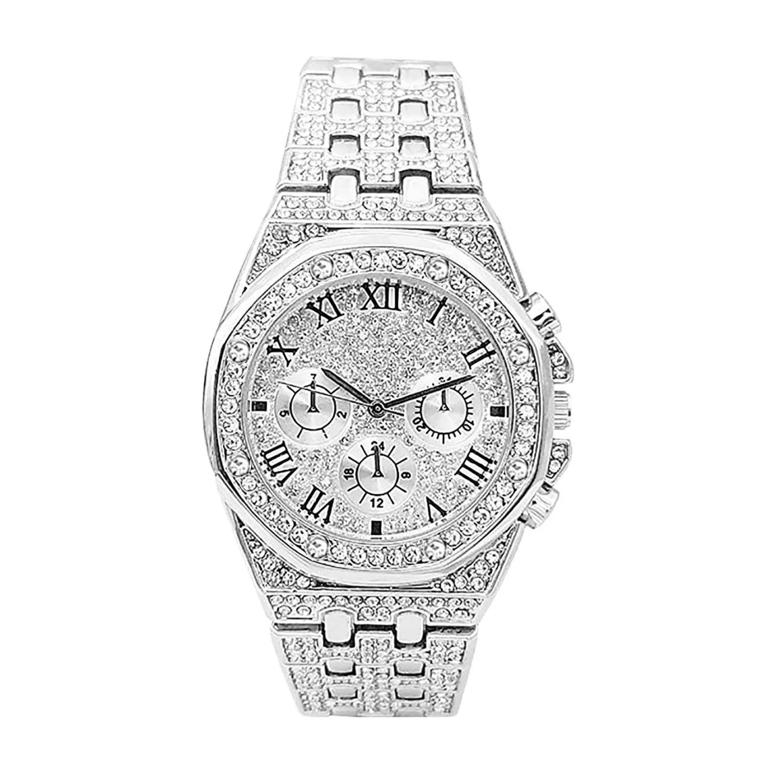 Alta qualidade unisex luxo diamante relógio de quartzo relógios de aço inoxidável cinta casual relógios de pulso montre homme elegante