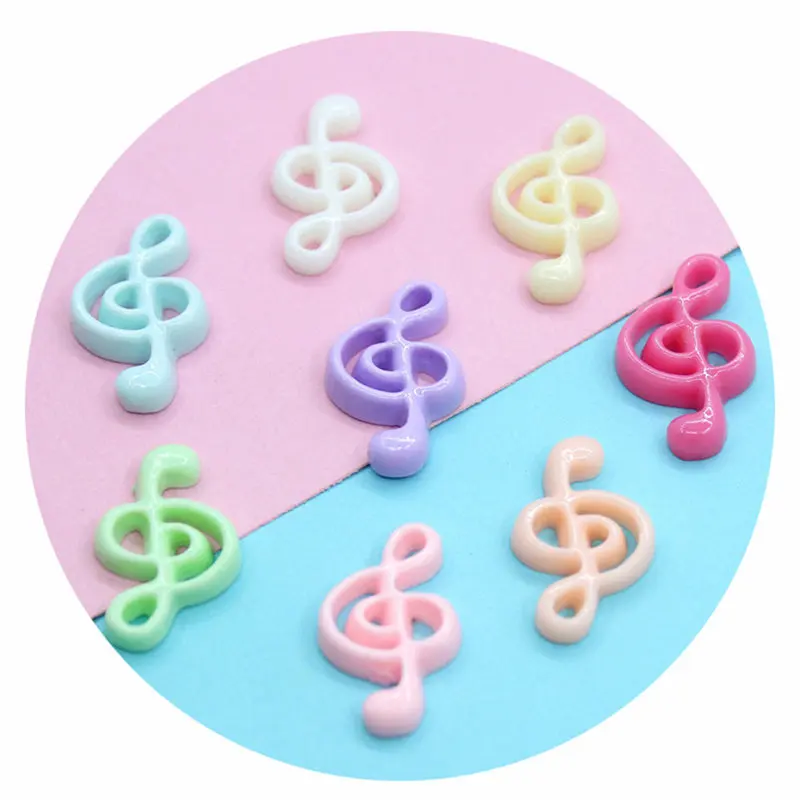 Julie Wang 20PCS Resin Musical Note Charms Mixed Colors Flat Back Pendant Jewelry Making Accessory Table Decor