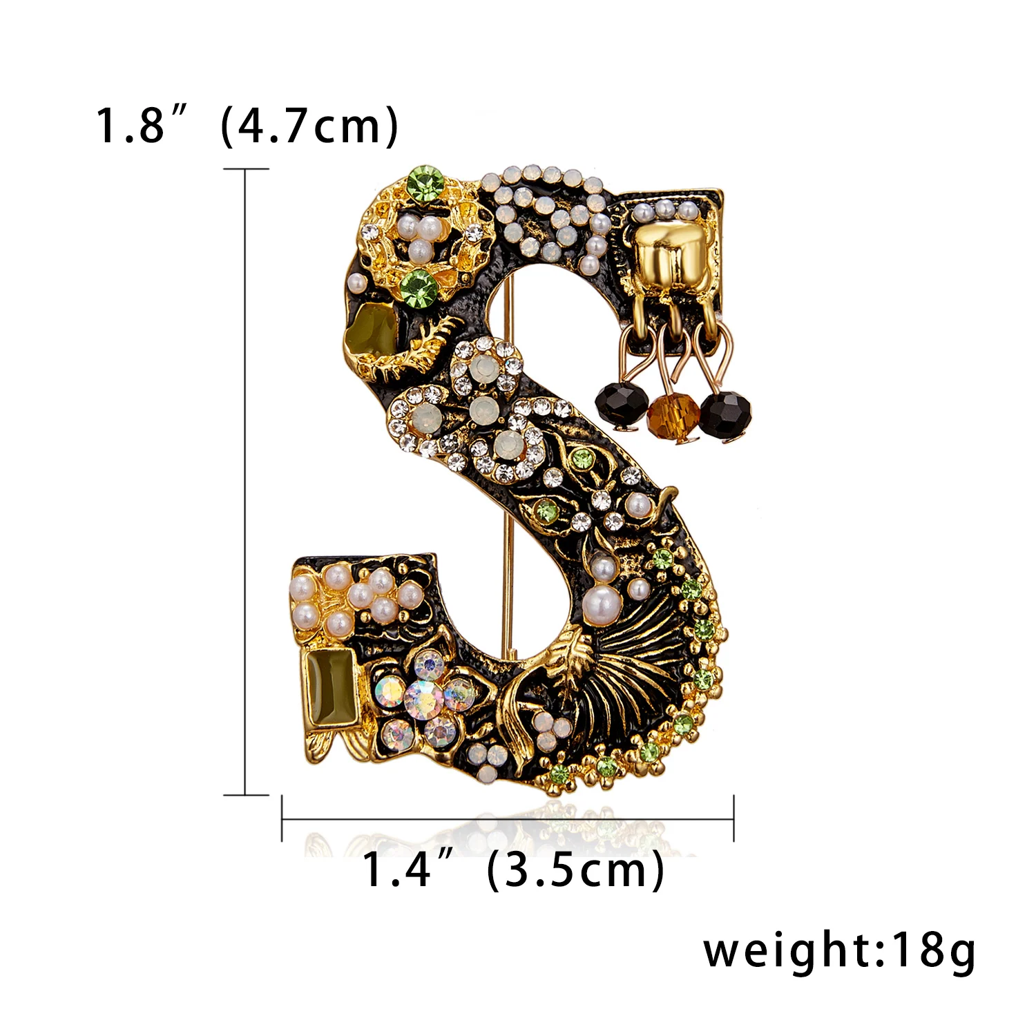 Rinhoo Vintage Strass Buchstabe A D G S M Emaille Imitation Perlen Broschen Frauen Barock Alphabet Initial Pins Hochzeit Schmuck – Detail 37