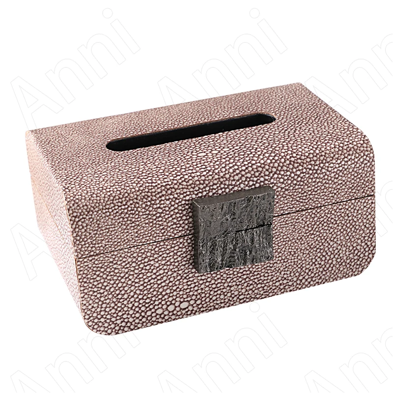 Creative Spots Embellished Leather Tissue Box European Modern Electroplated Brass Napkin Holder Bedroom Living Room Decoration