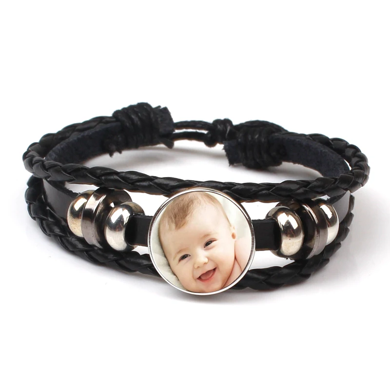 

ZBOZWEI Personalizeds Leather Bracelet Your Baby Grandpa and Grandma Mom and Dad loves the private custom of this family gift