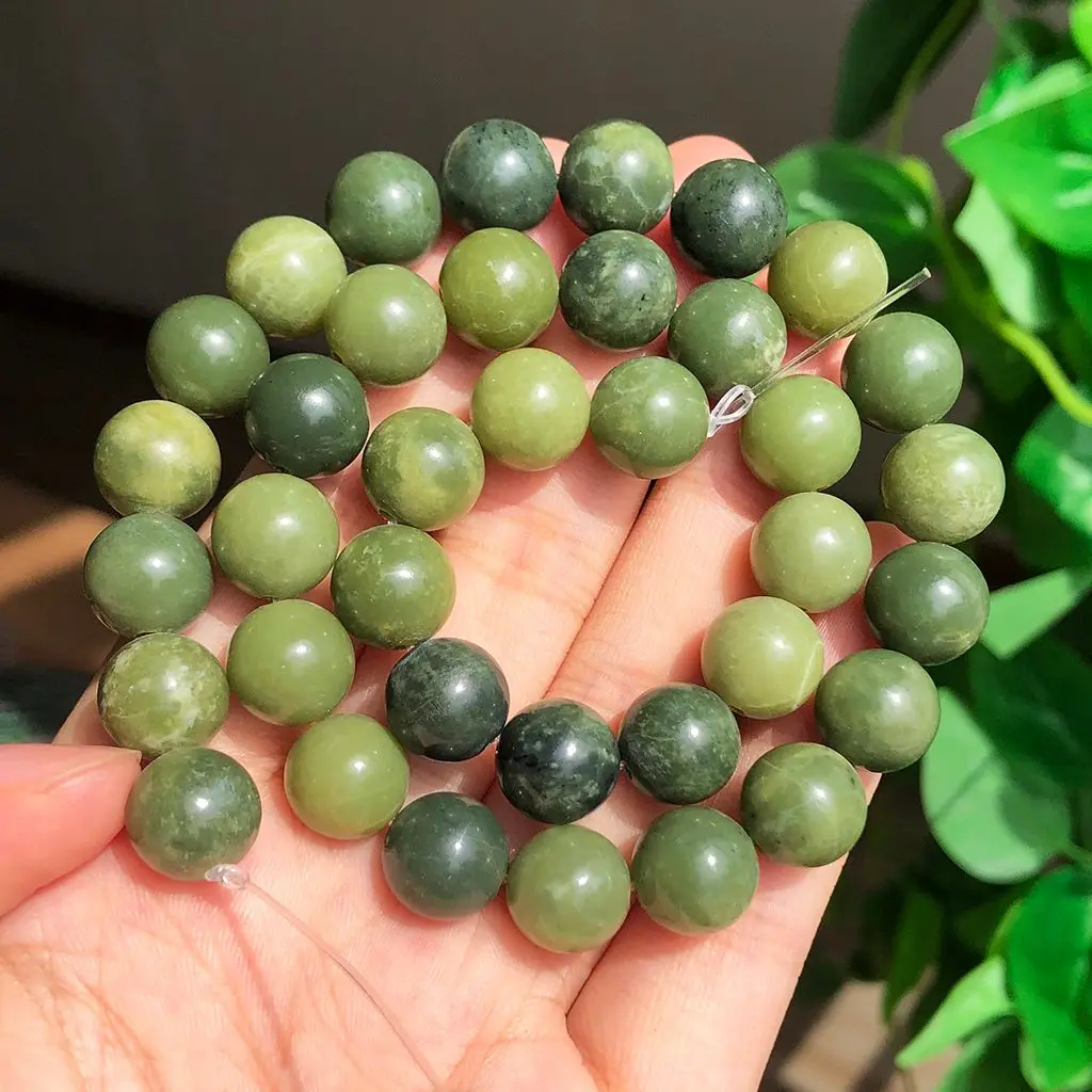 6/8/10/12mm Natural Stone Canadian Green Jades Beads Round Loose Beads For Jewelry Making DIY Charm Bracelet Accessories 15