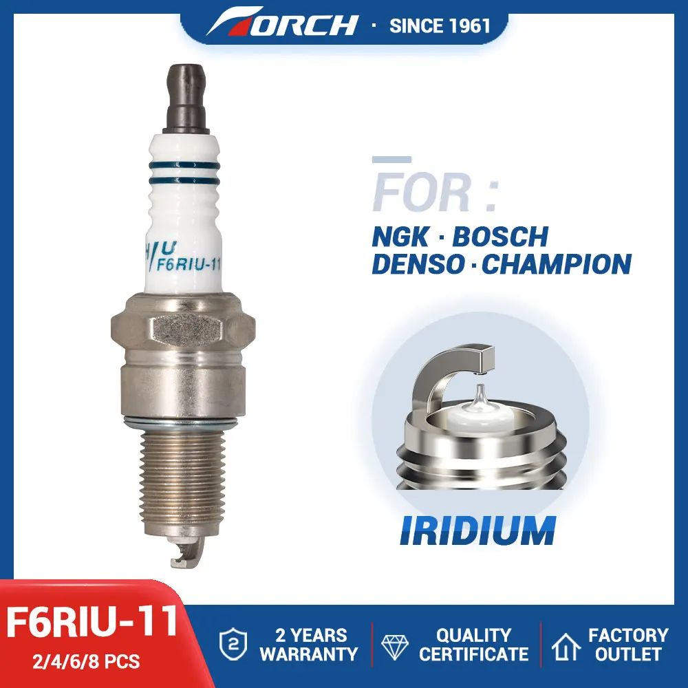 2-8PCS Iridium Spark Plug Torch F6RIU-11 Replace for 3665/BPR6EIX-11 BPR6ES-11 TOYOTA 90098-20545 90098-70050 90098-70116