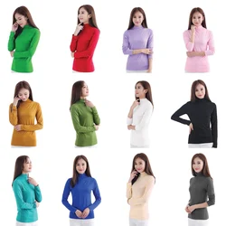 HANYIMIDOO Women Basic Solid Long sleeve T Shirt Turtleneck Plain Cotton Spandex Plus Size Lady tees & tops Autumn