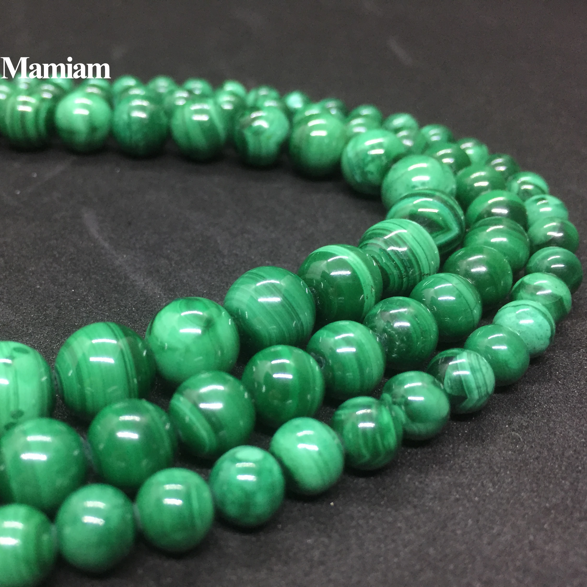 Mamiam Natural A Green Malachite Smooth Round Loose Crystal Beads 6-10mm Stone Diy Bracelet Necklace  Jewelry Making Gift Design