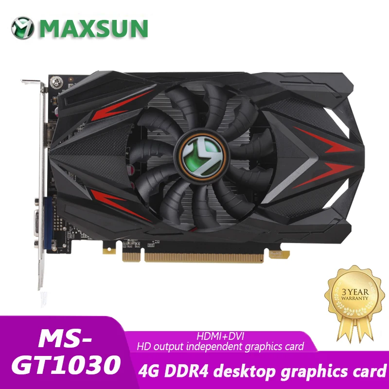 Maxsun New GT1030 Transformers 4GB DDR4  Nvidia GPU Desktop Game Graphics Card DVI Interface For PC