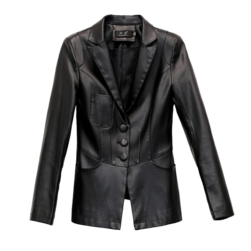 Hot 2023 Spring New Genuine Leather Jacket Female Short Korean Slim Suit Collar Sheepskin Blazer Coat Women Small Overcoat Trend