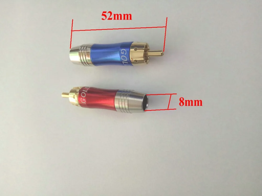 20pcs 24K Gold Plated RCA Phono Plugs Audio/Video Solder Red AND Blue New