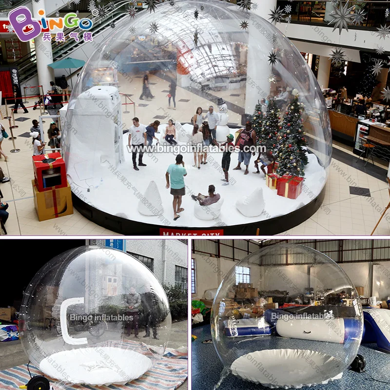 Custom made 2.2 meters high inflatable transparent bubble ball for sale / 7.2 feet christmas snow balloons toys