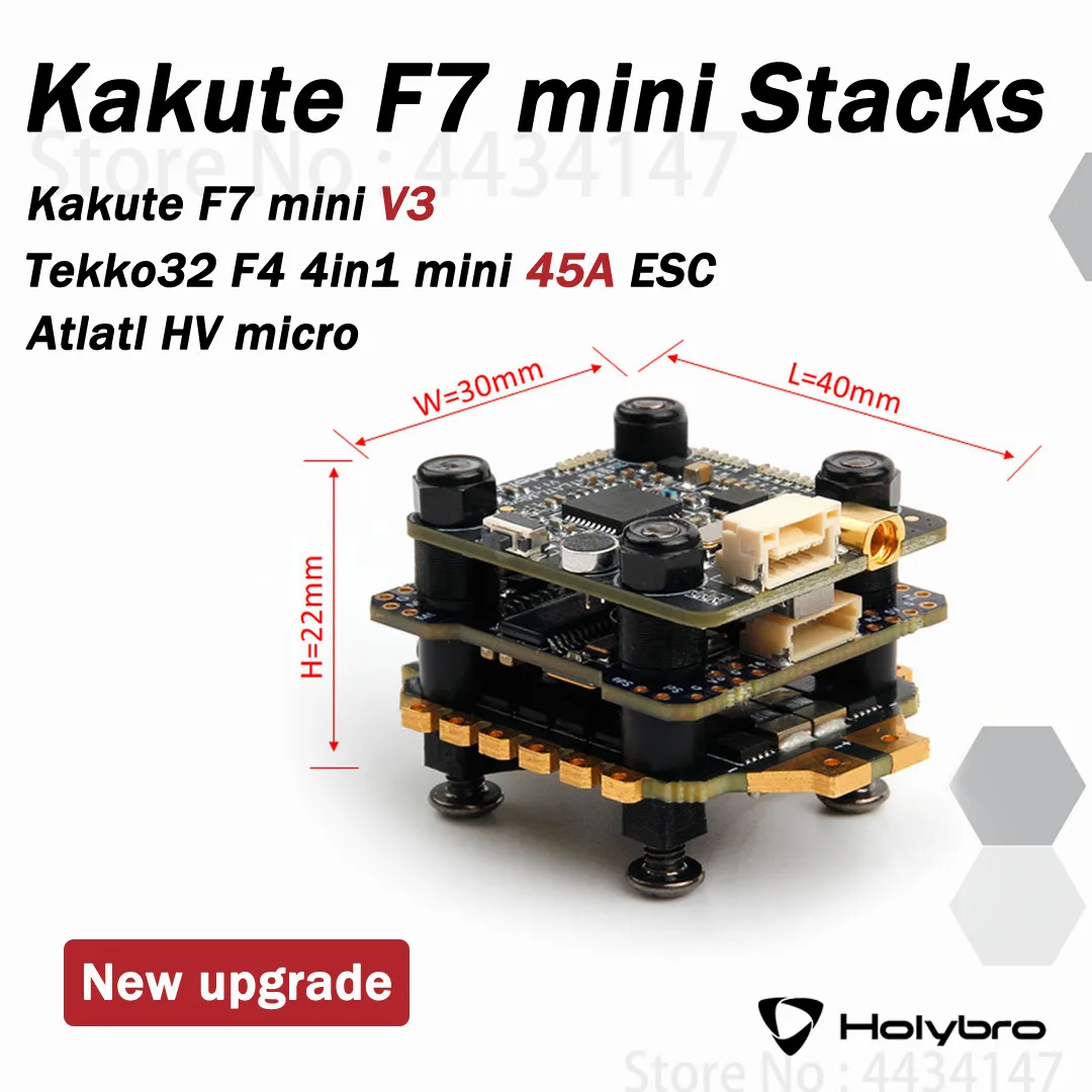 Holybro Kakute F7 mini V3 Flight Controller & Tekko32 F4 4in1 45A mini ESC upgrade & Atltal HV Micro VTX Combo Stack 20*20mm