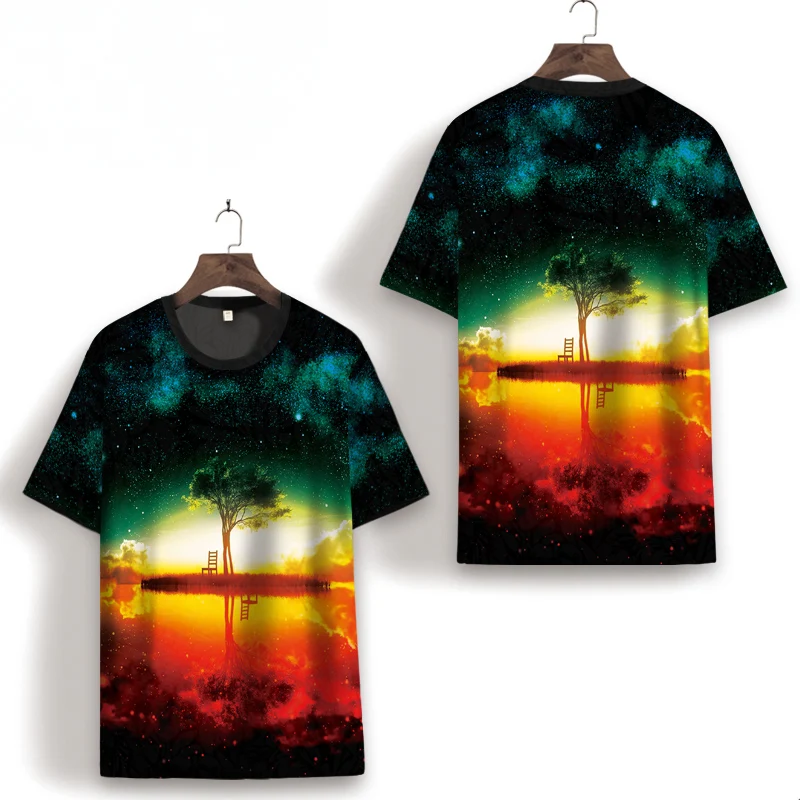 

Men's Summer 2021 New Trend All-Match Printing Breathable Ice Silk Casual Fashion Short-Sleeved Round Neck T - Shirt Personality