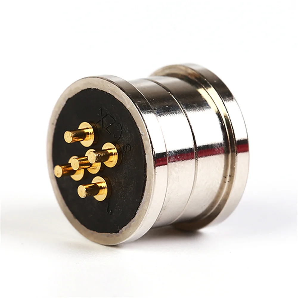 2セット5ピン丸型磁気コネクタ5極ポゴピンスプリング式ポゴピンポジショニングカラム付きリバース防止接続