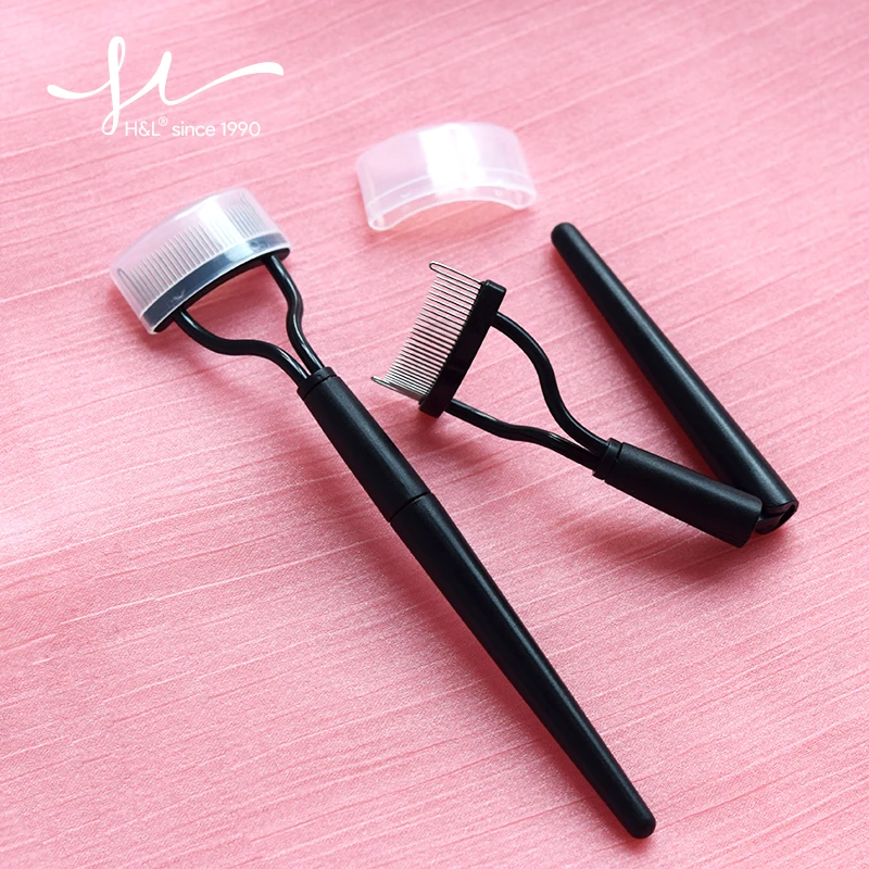 Brosse à cils en métal, bigoudi noir rose, peigne séparateur de cils Portable, Mascara pliable, boucle, outil de beauté, maquillage, cosmétique