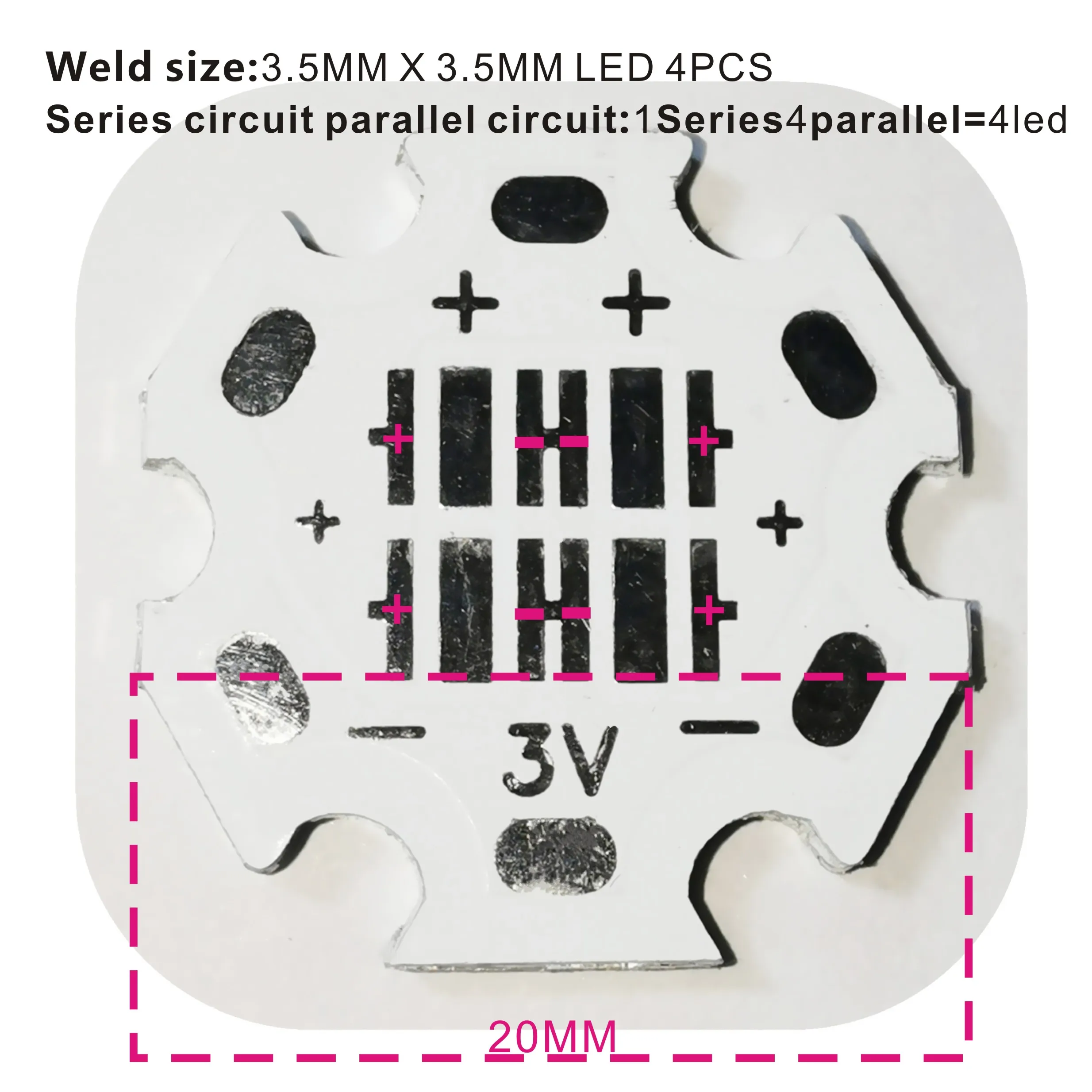 10pcs 3535 5050 7070 ETI XTE XPG 20W LED Emitter Diode can MKR MCE XHP50 XHP70 LED light with 20mm PCB