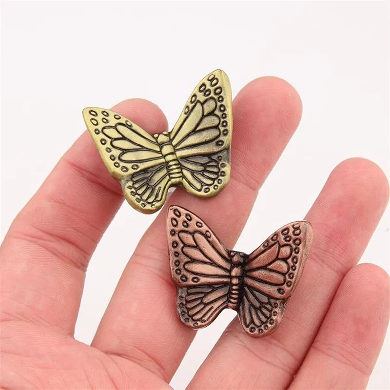 2021 New Antique Creative Butterfly Handle Wire Zinc Alloy Single Hole Drawer Cabinet Wardrobe Home Decoration  Vintage Handles