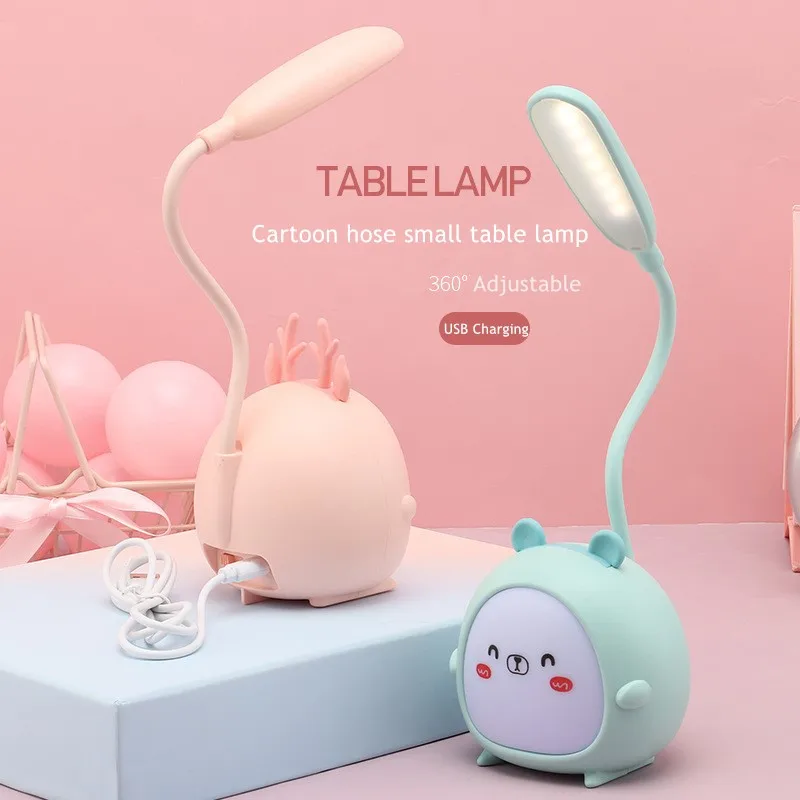 Cartoon Desk Lamp Eye Protection Energy-saving Reading Lamp USB Charging Sleeping Night Light LED Table Lamp for Kids Gift