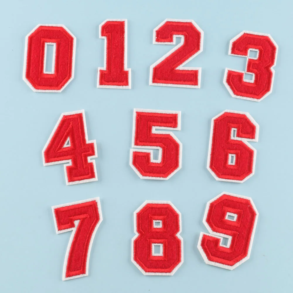 Embroidered Number Stickers Sewing Iron On Patches For Clothing Heat Transfers Thermoadhesive Adhesive Applique Sew Stitch Stuff