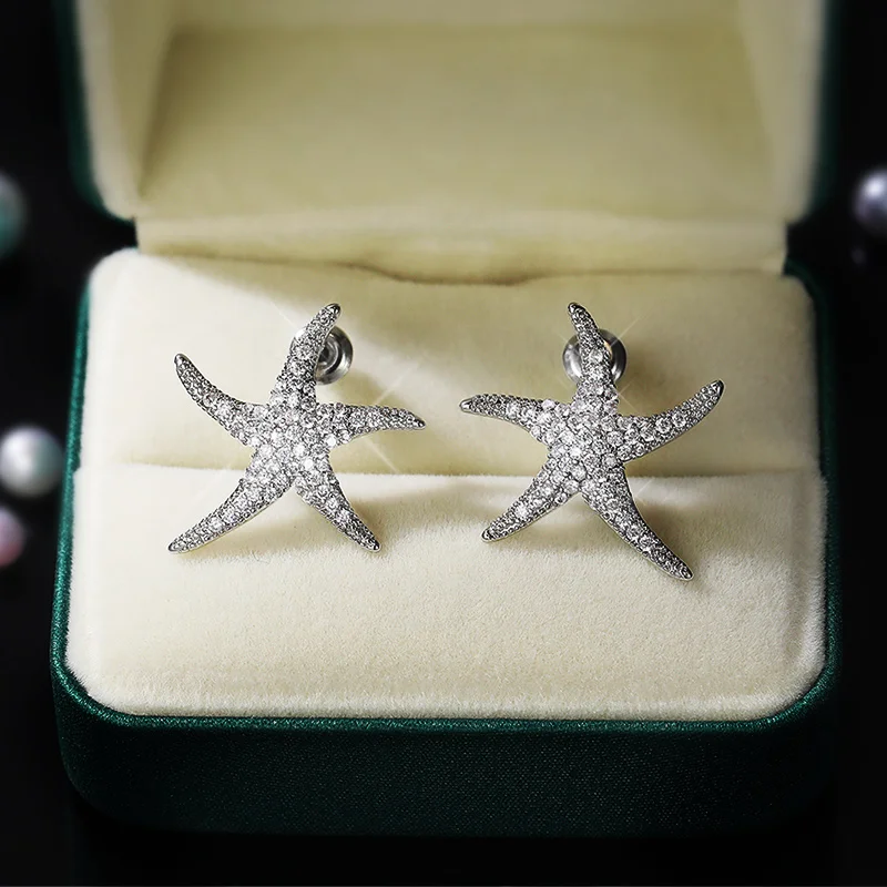

Huitan Beautiful Starfish Ear-ring Women Simple Stylish Accessories Party Daily Wear Delicate Female Stud Earring Luxury Jewelry