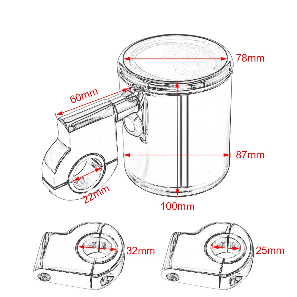 Motorcycle 22mm-32mm Model Chrome/ Black Adjustable Drink Cup Holder For Harley Touring Sporster Dyna Softail Breakout Universal