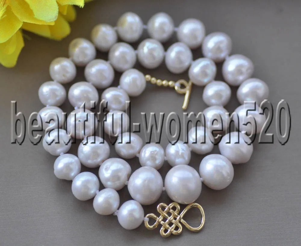 

MCT·STAR Z11149 19" 15mm White Round Edison KESHI Pearl Necklace