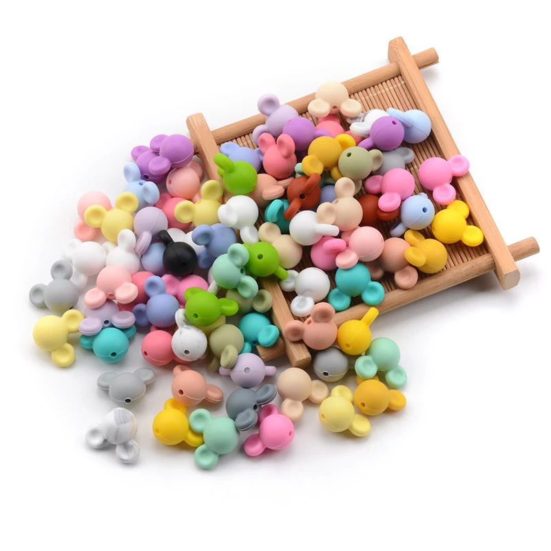 LOFCA Silicone Beads mouse  Beads 20pcs/lot Food Grade silicone beads  Colorful Chew Necklace Bracelet Bangle Jewelry Making