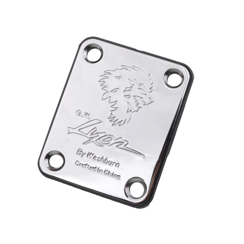 Electric Bass Guitar Neck Joint Plate with LOGO Chrome Connecting Strengthen Guitar Accessories