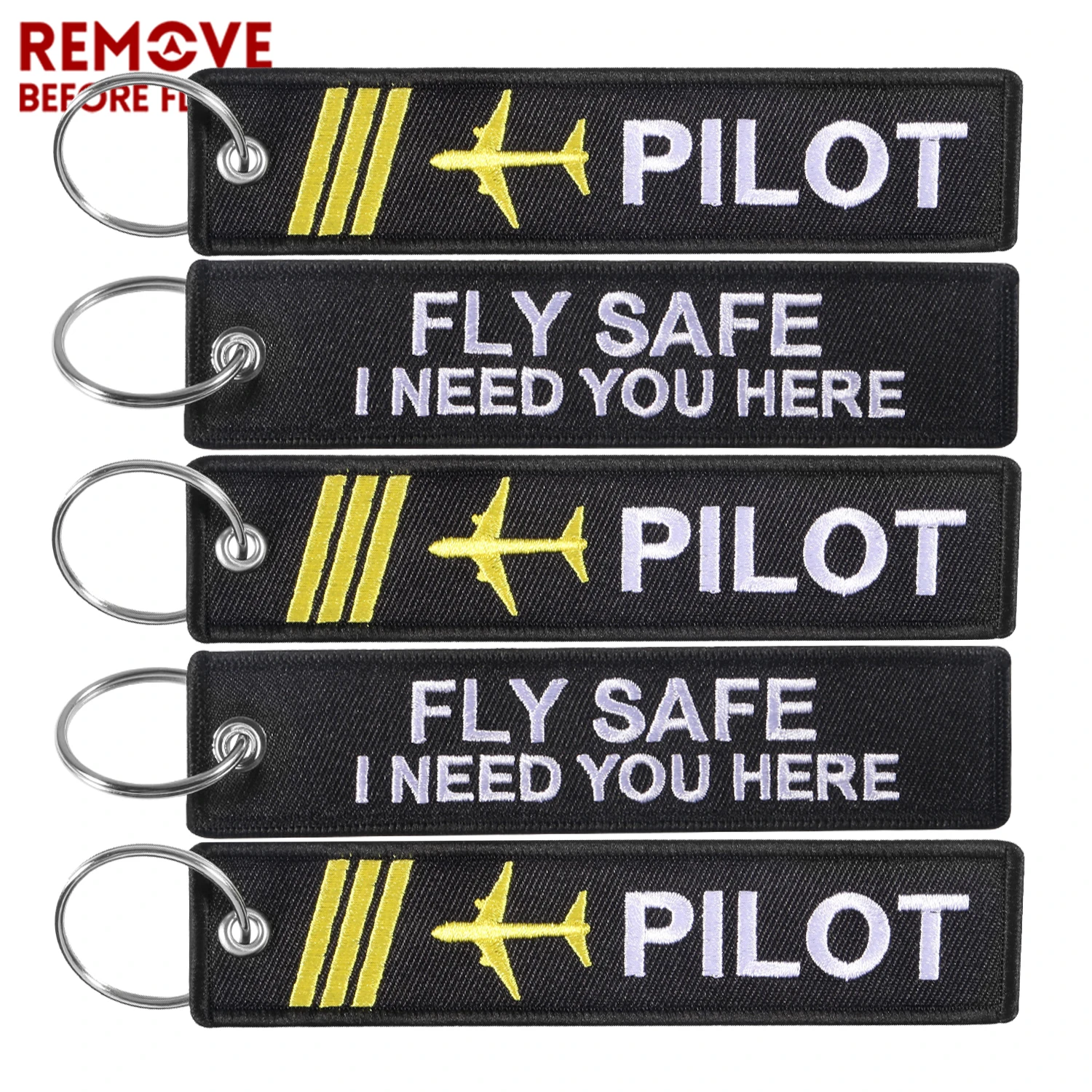 50 PCS Pilot Keychains Embroidery Fly Safe I Need You Here Pilot Key Chain for Aviation Gifts Key Tag Label Fashion Keyrings