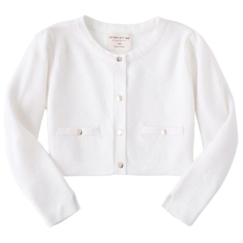 1-5Yrs Baby Girl Cadigan Long Sleeve Little Girl Cotton Knitted Sweater Jacket Toddler Shrug Coat Infant Cropped Knit Bolero