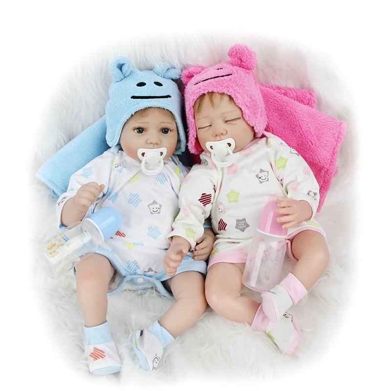 ZIYIUI Reborn Dolls 55 Cm Lifelike Twin Babies Girl Closed Eyes Simulation Realy Sleeping Baby Doll Reborn Toys For Children